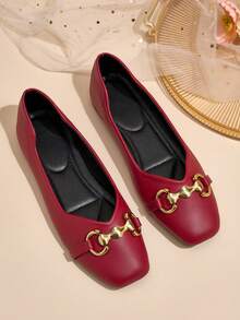 HFSHUNXY 2026 Elegantes Bailarinas Mary Jane de Puntera Cuadrada Rojas Vintage para Mujer Otoño/Invierno, Casuales de Deslizamiento, Versátiles para el Trabajo, Moda Elegante, Minimalistas Casuales, Adecuadas para Compras, Citas, Fiestas, Banquetes, Día de San Valentín - Burdeos - Ver 14