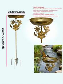 1pc Vintage Outdoor Bird Bath, Metal Bird Feeder, Outdoor Bird Bathtub, Hummingbird Feeder, Suitable For Garden, Yard, Patio And Lawn Decor, Outdoor Decoration, Ideal Gift For Bird Lovers, Attracts Wildlife, Perfect Garden Decor - Multicolor - View 12