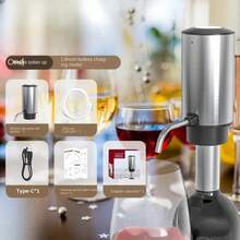 Aireador de Vino Eléctrico Dispensador Accesorios de de Bar Acero Inoxidable Decantadorático Inteligente Regalo de San Valentín - USB negro C - Ver 9