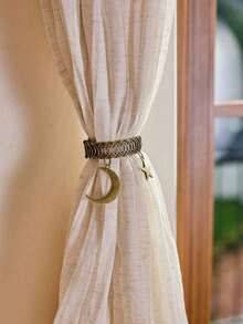 1pc Spring Metal Curtain Rod, Elegant Moon & Star Design - Iron Decor Modern Drapery, Easy To Install, Sturdy Window Decoration, Suitable For Living Room And Bedroom - Modern Home Decor, Star Moon Metal Curtain Clip, Suitable For Decoration In Living Room, Bedroom And Office, Ramadan Decor - Multicolor - View 7