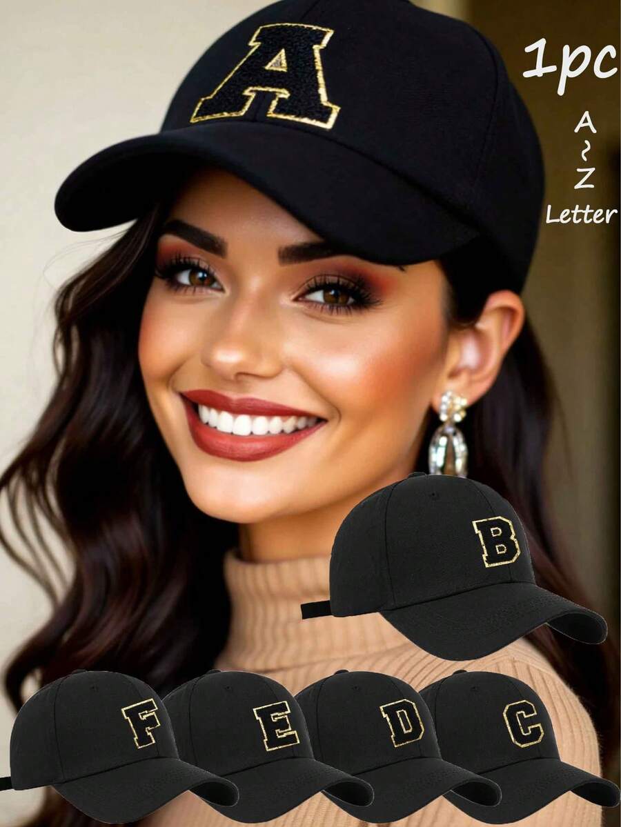 This Unisex Baseball Cap Features 26 Embroidered Letter Patterns With Gold-Tone Trim. It Has An Adjustable Brim, Making It Suitable For Outdoor Activities. Whether You're Traveling Year-Round Or Going Out, It Is An Ideal Choice. - Multicolor 2 - View 1