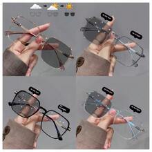 1pc Women's Fashion Casual Square Frame Glasses, Classic Minimalist Design, Photochromic - Multicolor - View 11