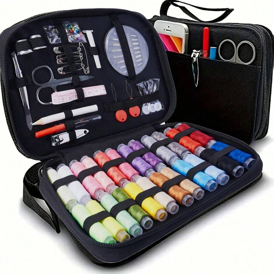 Patches, Buttons, Reinforcement, Modification, Stitching, Embroidery, Measurement, Threading, Clothing Alteration, Emergency, Ironing, Lacing, Trimming, Sewing, Cardboard Box, Multi-Functional Area, Mini Portable, Canvas, Retro Bohemian Style, Neutral Style, Solid Color, Applicable Scope, Daily Home Use, Garment Care, Simple Modification