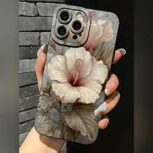 2026 nueva funda de teléfono esmerilada, funda de teléfono con estampado floral de hibisco para  17 15 Pro Max,  17 14 Pro,  17 13, funda de protección para teléfono  Galaxy S23 S22 S21, funda de pareja, regalo para novio, novia, regalo de San Valentín, regalo de cumpleaños - Blanco antiguo - Ver 3