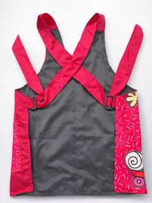 Bata para educadora con bolsa delantera, diseño sublimado. - Rosa Roja - Ver 3