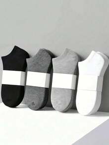 1/5/10/15/20/25/30 Pairs Men's All-Match Soft & Lightweight Ankle Socks, Versatile Low-Cut Socks, Women's Long Socks & Stockings, Suitable For Fitness, Autumn - Multicolor - View 1