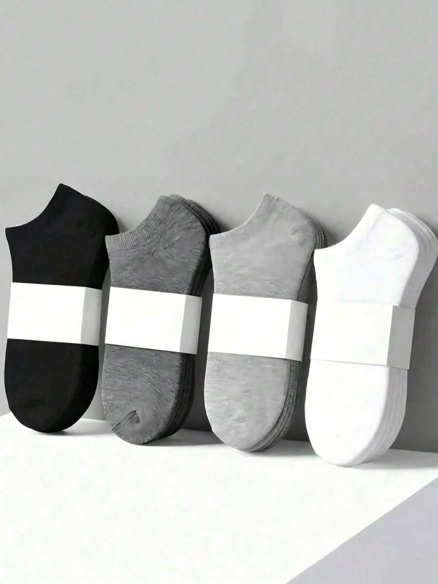 1/5/10/15/20/25/30 Pairs Men's All-Match Soft & Lightweight Ankle Socks, Versatile Low-Cut Socks, Women's Long Socks & Stockings, Suitable For Fitness, Autumn - Multicolor - View 1