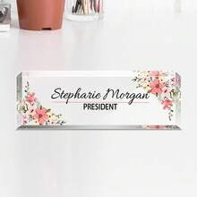 1pc Personalized Acrylic Custom Name Plates For Office Desks,Customize Text,20 Styles,Office Nameplate Engraved With Flower Patterns,Custom Desk Name Plate Personalized, Acrylic Name Plate For Desk, Office Desk Decor For Women And Men - Multicolor - View 26