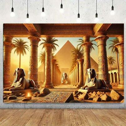 2 dimensioni piatte, 1 pezzo Magnifico dipinto decorativo da parete con paesaggio antico egiziano, decorazione multifunzionale da appendere, adatto come sfondo per foto in studio, case, feste, studi e celebrazioni all'aperto