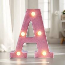 1个LED发光字母/数字灯，粉色发光字母，电池供电闪烁字母灯，适用于派对、求婚、婚礼、餐桌、墙面装饰、生日、客厅、卧室装饰 [不含电池] - 暖白色 - 查看 39
