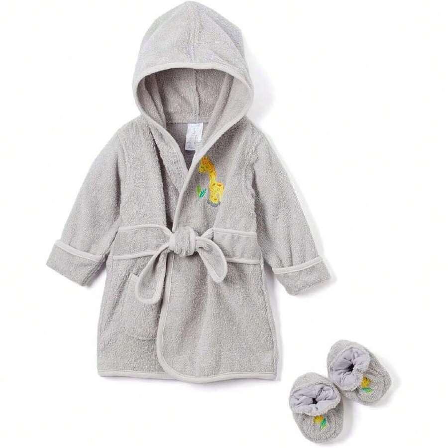 - Albornoz de felpa con capucha 100% algodón con botines, regalos para bebé y niño, regalo de ducha,36984169 - Beis - Ver 1