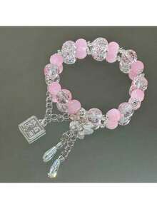 1条时尚、优雅、飘逸的多巴胺水晶蝴蝶渐变手链，适合女性日常佩戴、派对、情人节、返校季、圣诞节等场合。 - 粉色 - 查看 11