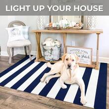 IOHOUZE Navy And White Striped Rug 3'x5' Front Door Rugs Outdoor, Washable Area Rug For Front Porch, Spring Summer Doormats Outdoor Indoor, Cotton Rugs For Entryway Porch Entrance,One-Size,NavyandWhiteStripe3x5Rectangular - NavyandWhiteStripe3x5Rectangular - View 5