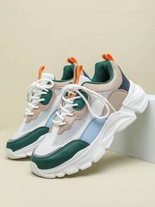 多功能老爹鞋，厚底透气休闲鞋，男士独特魅力运动鞋，系带，耐穿，低帮，坡跟跑步鞋，适合校园、派对、聚会等场合（建议脚宽者选择大一码）