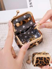 Hot New Women's Solid Jewelry Box, Ring, Necklace, Earring Storage Box, Mini Coin Wallet With Kiss Lock,For Women Travel Jewelry Case Cosmetic Organizer Mini Coin Purse Christmas Gifts Funny Gift Small Gifts Teachers Day Gift Gift For Women Makeup Bag Coin Purse Teen Girls Stuff Girly Must Girly Must Haves Personalized - Brown - View 2