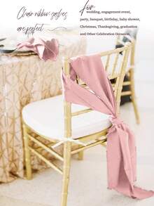10pcs Rose Gold Satin Bow Chair Back Decor, Satin Bow Chair Decoration, Suitable For Home, Kitchen, Reception, Restaurant, Events, Parties, Hotel Decoration - Rose Gold - View 9