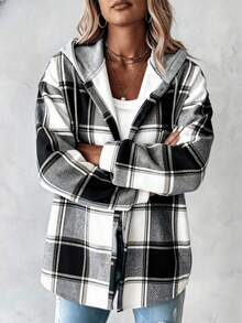 Fall & Winter Must-Have Hooded Wear,Cardigan For Women,Tall Curve Women Clothes,Vacation Outfits Women,Going Out Tops Women,Going Out Tops,Christmas - Black - View 4