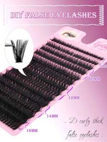 280pcs 60D Mix Cluster Eyelash, 0.05mm Thickness, D Curl, 8mm-16mm Mix Length, Natural Style Russian Flat Dense Fluffy Handmade Mink Eyelash Cluster For Halloween Theatrical Makeup, Festival Makeup, Christmas Makeup, Beginner Essentiallash Clusters,Eyelash Clusters,Individual Eyelashes,Lashes,Fake Lashes - D - View 5
