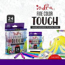 Marcadores Punta Fina Indra Touch Tipo Pluma 0.4mm 24 Pzs - Multicolor - Ver 2