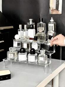 亚克力梯形展示架，化妆品收纳盒，多层透明香水展示架，DIY多层展示架，卧室书架，多功能梯形收纳架，适用于存放香水、护肤品、化妆品、浴室用品、卧室用品、家居装饰等。 - 無色 - 查看 5