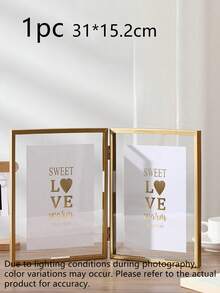 Khung ảnh kim loại gấp đôi màu vàng, khung ảnh kim loại gấp hai mặt sáng tạo màu vàng và đen, kích thước 4", 6", 7", vật trang trí, thích hợp để trưng bày hoặc bảo quản hoa khô, trang trí bàn làm việc, thiệp mời cưới, ảnh kỷ niệm, ảnh cưới, ảnh tốt nghiệp, album ảnh. - Nhiều màu - Xem 9