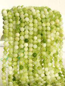 38cm Green Lustre Natural Angel Stone Loose Beads For Jewellery Making-4mm/6mm/8mm/10mm Natural Stone Smooth Round Beads Suitable For DIY Necklaces, Bracelets And Other Jewellery. Spacer Beads For Jewellery Making - Multicolor - View 13