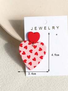1 Pair Valentines Heart Pattern Red & Pink Ceramic Effect Sexy Acrylic Party Earrings For Women Valentines,Mom,Mother,Mother's Day,Gift - Nhiều màu - Xem 7