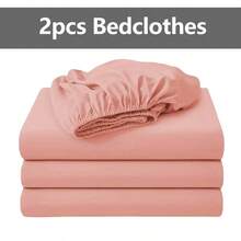 两件套纯色磨毛床笠，柔软透气，适用于卧室、客房，可机洗，经久耐用，抗皱，深口袋设计，适合所有尺寸的床垫（单人/双人/大号/特大号），11种优雅颜色可选，易于清洁，是家庭和酒店的理想之选，也是一份绝佳的圣诞礼物。