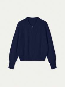 Áo khoác cardigan dệt kim cổ tròn màu trơn mới mùa xuân & thu cho nữ, chất liệu mềm mại, thanh lịch kiểu Hàn Quốc, dáng rộng thoải mái, đa năng cho các buổi đi chơi và đi làm, trang phục nữ mùa xuân năm mới. - màu xanh sapphire đậm - Xem 5