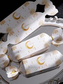 这款五包装的豪华开斋节礼品袋，饰以金色开斋节图案，是斋月和开斋节回礼、椰枣、糖果、巧克力、小礼物、派对礼品、开斋节晚餐、家庭聚会和节日礼品包装的理想之选。这款精致的纸袋非常适合穆斯林节日派对、节日餐桌布置和特殊场合的送礼。 - 多色 - 查看 1