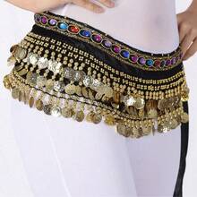 1pc Outfits Belly Dance Glitter Sequins Tassel Skirts, Fashionable Dancing Waist Belt Skirts For Belly Dance - Multicolor - View 15