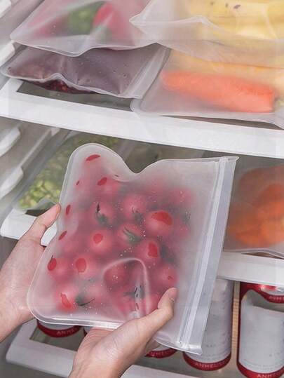 Reusable EVA Food Storage Bags, Resealable Airtight Bags For Refrigerator Storage Of Fruits, Vegetables, Snacks And Lunch
