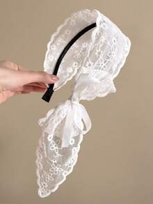 2件装 女士印花网纱蕾丝蝴蝶结发箍，波西米亚风，发饰，适合日常佩戴、拍照、女士配饰、礼物，发带头饰发箍 - 乾枯玫瑰色 - 查看 8