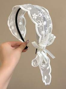 2件装 女士印花网纱蕾丝蝴蝶结发箍，波西米亚风，发饰，适合日常佩戴、拍照、女士配饰、礼物，发带头饰发箍 - 乾枯玫瑰色 - 查看 9