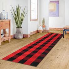 IOHOUZE Christmas Buffalo Plaid Runner Rug 2x8 Ft Outdoor Indoor Runner Rug Red Black Check Washable Hallway Runner Woven Cotton Checkered Kitchen Rug Christmas Decor For Entryway Hallway Kitchen,One-Size,RedandBlack2x8Runner - 紅黑雙色2x8Runner - 查看 4