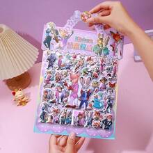 1张新款疯狂双层烫印贴纸，手持Judy & Nick卡通材质贴纸，DIY贴纸，款式随机，新年礼物，情人节礼物，复活节礼物 - 彩色 - 查看 7