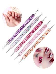 10pcs Nail Art Brush Set, Includes Nail Brushes, Nail Design Brushes, Nail Painting Liners, Double-Ended Nail Files, UV Gel Brushes, Nail Buffing Pens, Nail Liner Pens, Suitable For Home And Professional Nail Salons, Ideal For New Year And Wedding Party Nail Art - Multicolor - View 7