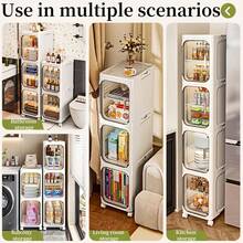 Tall Narrow Storage Cabinet & Dresser With Adjustable Shelves & Mobility Wheels - Versatile Slim Organizer, Dressers For Bedroom, Desk Organizer & Office Desk Accessories, Space-Saving Storage Solution For Small Spaces, Bathroom, Kitchen, Laundry Room - 白色 - 查看 2