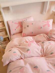 1pc Milk Velvet Single Duvet Cover New Thickened Warm And Comfortable Coral Velvet Autumn And Winter Quilt Cover Bedding - Pink - View 12