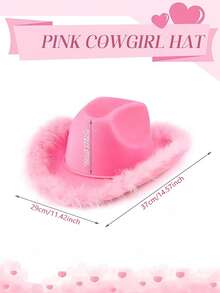 1/3/6 粉色单顶牛仔帽，带羽毛装饰，圣诞帽，舞蹈帽，音乐节 Y2K 风格，返校嘉年华西部牛仔设计，适合女性，可用于生日、婚礼、单身派对、新娘派对、订婚礼物等场合。 - 派對帽 - 查看 3