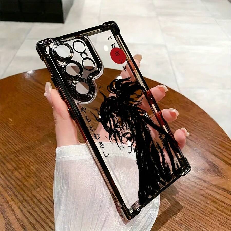 Funda de teléfono Samurai Vagabundo Japonés Popular Compatible con S25 S24 S23 S22 S21 S20 FE S20 Ultra A03s A04E/M04 A05s A06 4G A13 4G A15 4G/5G A25 5G A32 4G A55 5G A03 A04 A05 A12/M12 4G A13 5G/A04S A16 4G/5G A35 5G S20 S20 Plus A34 S21 FE Ultra Plus 4G 5G Funda Trasera Transparente Suave a Prueba de Golpes - Colores mixtos - Ver 1