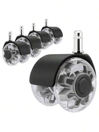 5pcs Heavy Duty Replacement Office Chair Caster Wheels, Fits All Floors Including Hardwood, 2-Inch Rubber, Universal Standard Stem Size, Suitable For 99% Of Chairs