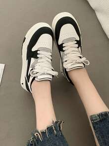2025 Spring New Girl White Student Sneakers, Fashion Versatile Casual Sports Shoes, Ins - Black and White - View 6