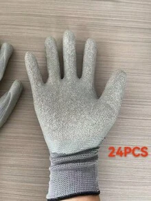 24双装通用尼龙工作手套，透气乳胶涂层，男女通用，适用于建筑、仓储、园艺和景观美化等行业。厚实耐用的红灰色户外工作手套。 - 紅色 - 查看 10