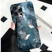 2026 nueva funda de teléfono esmerilada, funda de teléfono con estampado de bosque de mariposas para  17 14 Pro Max  17 13  17 12  17 11  Galaxy S23 S22 S21 S20 funda protectora para teléfono regalo de pareja para novio novia presente de vacaciones - Negro - Ver 3