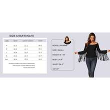Women's Western Cowgirl Off-Shoulder Fringe Top, Sexy Slim Fitted Long Sleeve Tassel Blouse - 黑色 - 查看 4