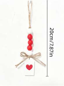1/6件装木质心形红白串珠流苏花环，经典情人节家居墙饰，婚礼及情人节流苏串珠心形木珠装饰，室内及婚礼房间摆件，乡村风格装饰木珠婚礼及情人节装饰，情侣礼物，串珠吊坠配饰，爱情主题家居悬挂装饰，节日装饰 - 彩色 - 查看 8
