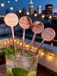 1/10/20pcs Personalised Round Drink Stirrers Acrylic Stir Sticks Wedding Decorations Custom Cocktail Swizzle Sticks Bar Drinks Mixing Bachelorette Party Cocktail Stirrer Swizzle Decorations 1pc Anti-Mold, Drink Stirrers, Personalised Stirrers, Cocktail Stick, Personalised Drink Swivel, Reusable Exquisite, Stylish, Fashionable, Vintage, Contracted Custom - Multicolor - View 8