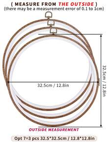 3pcs DIY Handmade Round Brown Vintage Palace Style Faux Wood Grain Cross Stitch Hoops, Embroidery Frames, Tufting Hoops, Dreamcatcher Wind Chime Hanging Rings, 7 Sizes Available, Made Of High-Quality ABS And PVC Materials With Metal Hooks For Hanging, Can Be Used As Phone Charms, Keychains, Bag/Clothing Decorations, Desk/Bedside Ornaments, Car Accessories - Brown - View 17