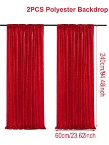 1/2/4件組紅色亮片派對背景布，60 X 240cm，生日派對裝飾用品背景橫幅，可重複使用於居家裝飾、婚禮裝飾、派對裝飾，適用於金屬拱門框架和氣球，背景裝飾，也適用於日常使用，閃亮背景永不過時 - 紅色 - 查看 10
